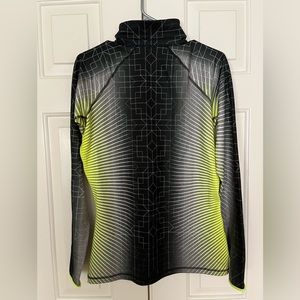 NWT NIKE PRO Hyperwarm Half Zip Pullover Black Neon Yellow White Women’s Size L